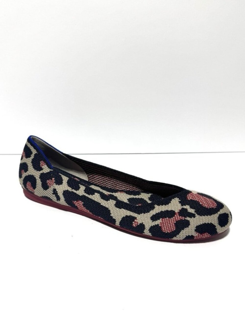 Rothy's Leopard Knit Ballet Flat in Pink, Black, and Cream